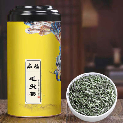 痴福正宗毛尖茶叶河南原产绿茶新茶浓香春茶嫩芽散装1罐250克