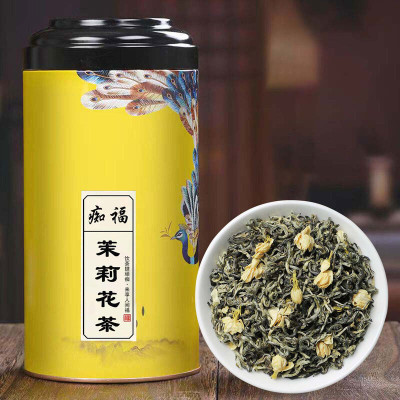 痴福新茶浓香型茉莉花茶散装花茶曲毫茉莉罐装1罐250克