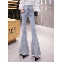 苏芈高腰喇叭牛仔裤女2021年春季新款韩版显瘦紧身弹力黑色喇叭长裤潮