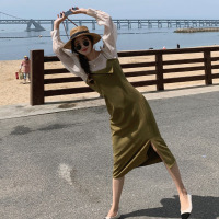 苏芈法式别致设计感小众吊带裙2021春季新款不规则开叉中长款连衣裙女