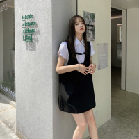 苏芈设计感小众黑色背带裙2021春夏新款宽松a字短裙子法式连衣裙女装