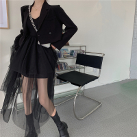 苏芈黑色吊带连衣裙春装2021年新款女名媛高端法式复古设计感小众裙子