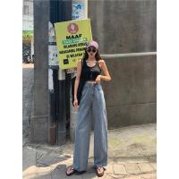苏芈阔腿牛仔裤女直筒宽松高腰显瘦裤子女2021新款秋季垂感做旧拖地裤