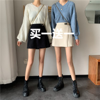 苏芈2021春秋新款韩版chic大码黑色毛呢半身裙女高腰显瘦包臀A字短裙
