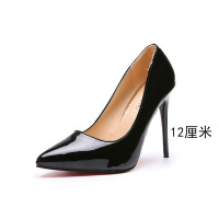 尖头漆皮浅口12CM性感夜店高跟细跟43床上骚情趣白领单鞋女