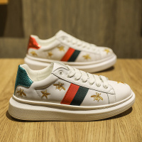 男鞋2021新款小蜜蜂小白鞋男韩版增高百搭鞋子男潮鞋厚底松糕板鞋