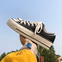 2021新款ulzzang帆布鞋女鞋厚底板鞋百搭春季学生布鞋ins小黑鞋子