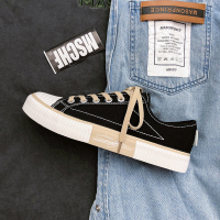 鞋子男韩版潮流帆布鞋男士百搭休闲鞋春季男鞋ins学院风板鞋黑色