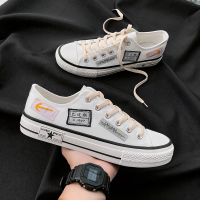 爆改帆布鞋男韩版潮流百搭白色板鞋男夏季透气国潮布鞋男生小白鞋