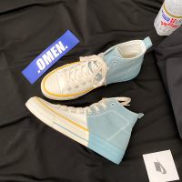 鞋子男韩版潮流高帮帆布鞋男士百搭休闲鞋春季男鞋ins学院风板鞋