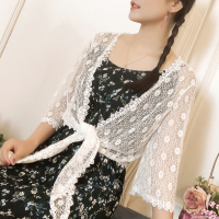 蕾丝上衣女网纱小披肩超短外套雪纺防晒开衫夏季薄款镂空外搭超仙