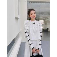 苏芈浪漫小蝴蝶结泡泡袖上衣衬衫黑白两色少女