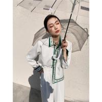 苏芈2021春新款设计感宽松休闲慵懒风双面印花衬衫女