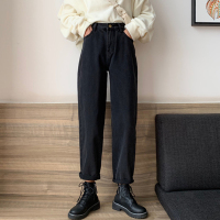 苏芈黑色牛仔裤春季裤子女显瘦百搭早春2021新款宽松学生直筒裤九分裤