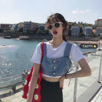 苏芈春季2021新款网红白色短袖T恤女夏ins潮辣妹穿搭短款露脐上衣