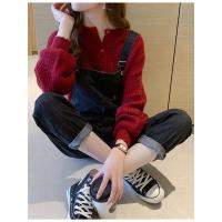 苏芈牛仔背带裤女2021春装新款时尚宽松显瘦哈伦萝卜裤九分连体裤子潮