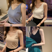 苏芈2021春夏新款时尚纯色冰丝针织吊带背心女外穿无袖上衣修身打底衫