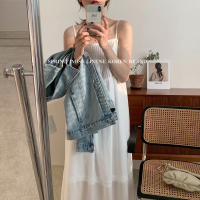 苏芈怎么穿都好看褶边吊带裙仙仙花边宽松连衣裙长裙女