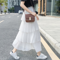 苏芈四层雪纺蛋糕裙女2021春夏新款韩版高腰长裙子百搭显瘦百褶半身裙