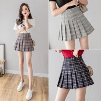 苏芈奶茶格子百褶短裙学生2021春夏新款ins高腰半生裙子下半身裙女生