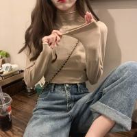 苏芈2021年新款春季复古半高领毛衣打底衫女内搭洋气修身针织衫上衣潮