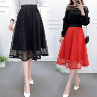 苏芈2021春季新款韩版高腰百搭网纱蓬蓬裙女时尚气质镂空蕾丝半身裙潮