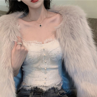 苏芈大码胖mm蕾丝打底衫女春秋洋气内搭上衣春装外穿法式小吊带背心潮