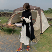 苏芈大码胖mm气质炸街套装女春装长款衬衫连衣裙设计感针织毛衣两件套