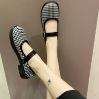 苏芈小皮鞋女英伦复古配裙子2021春季新款赫本风千鸟格娃娃玛丽珍单鞋