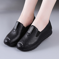 苏芈乐福鞋女春秋懒人鞋软底妈妈鞋平底皮鞋松糕单鞋豆豆鞋老年健步鞋