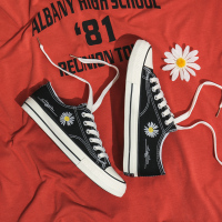 苏芈春季小雏菊帆布鞋男生潮流百搭板鞋学生低帮透气情侣布鞋子男潮鞋