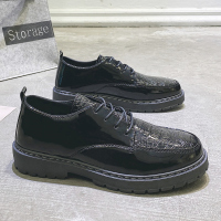 苏芈春季休闲皮鞋男韩版潮流英伦黑色西装小皮鞋青年商务正装百搭男鞋