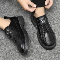 苏芈2021春季新款男鞋韩版潮流休闲皮鞋男英伦黑色厨师鞋防水工作潮鞋