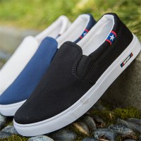 苏芈春季老北京布鞋男款休闲鞋百搭帆布鞋男士学生懒人板鞋一脚蹬鞋子