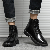 苏芈春季马丁靴男中帮工装靴英伦风高帮皮鞋潮百搭韩版短靴男靴子皮靴
