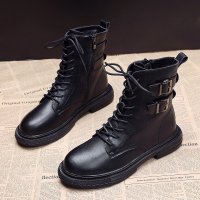 苏芈马丁靴女2021新款春秋薄款粗跟单靴百搭英伦风短靴瘦瘦靴子