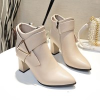 苏芈高跟鞋女鞋2021潮鞋新款百搭秋款小短靴子女靴单靴粗跟秋鞋春秋季