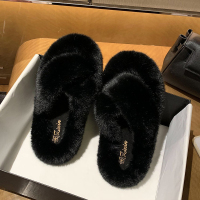 苏芈卡通可爱居家棉拖鞋女2021年休闲平底外穿家用舒适毛毛一字拖