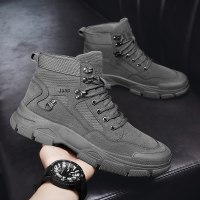 苏芈帆布鞋男2021年冬季新款网面潮流百搭青少年休闲运动高帮厚底潮鞋