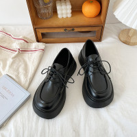 苏芈乐福鞋女2022春季新款厚底鞋底系带单鞋百搭小皮鞋英伦风lo鞋