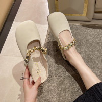 苏芈韩系半包头拖鞋女外穿2022年春季新款平底ins风办公室穆勒鞋