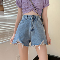 枫述春秋2021新款裤子高腰显瘦牛仔裤超短裤女夏宽松a字阔腿热裤潮ins