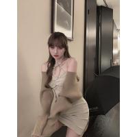 枫述夏季名媛夜场吊带连衣裙女春款2021新款性感针织包臀短裙毛衣开衫