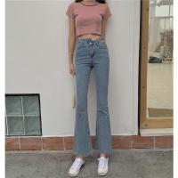 枫述网红设计感高腰显瘦牛仔裤女2021收腰长裤休闲喇叭裤百搭老爹裤子