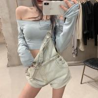 枫述网红牛仔短裤女2021春季新款韩版宽松背带裤百搭休闲阔腿裤短T恤