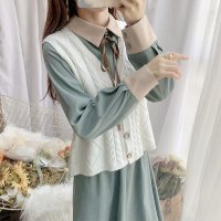 枫述马甲裙灯芯绒连衣裙子女春装2021年新款文艺长裙内搭两件套装裙潮