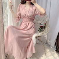 枫述2021新款粉色连衣裙泫雅风裙子ins超仙法式初恋裙复古气质公主裙