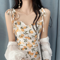 枫述甜美小清新吊带裙碎花雪纺连衣裙春夏装2021年新款沙滩度假长裙子