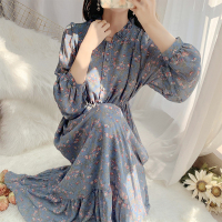 枫述碎花连衣裙春装2021新款森女系超仙复古文艺长裙荷叶边打底裙子