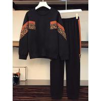 枫述2021年春季新款时尚大码女装斑马拼色两件套韩版休闲修身显瘦套装